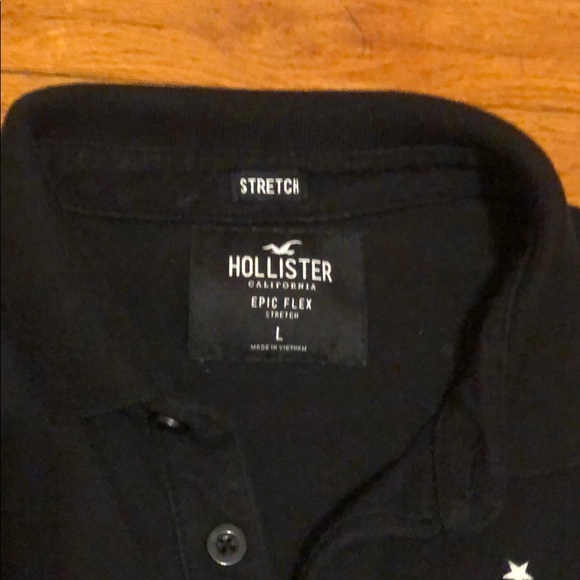 Stretch Epic Flex Hollister black polo with stars - Picture 3 of 4